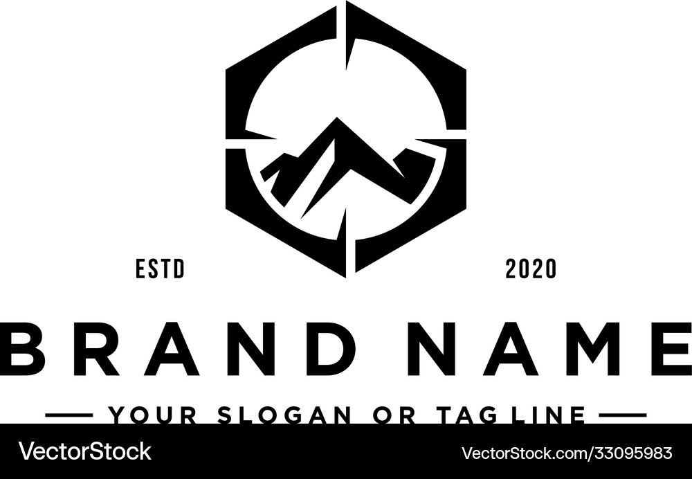 Mountain compass logo design Royalty Free Vector Image