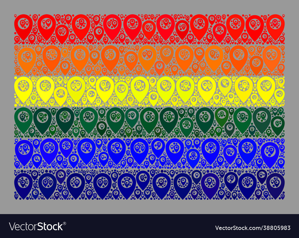 Pointer lgbt flag - mosaic map pointers vector image Pointer lgbt flag - mosaic map pointers