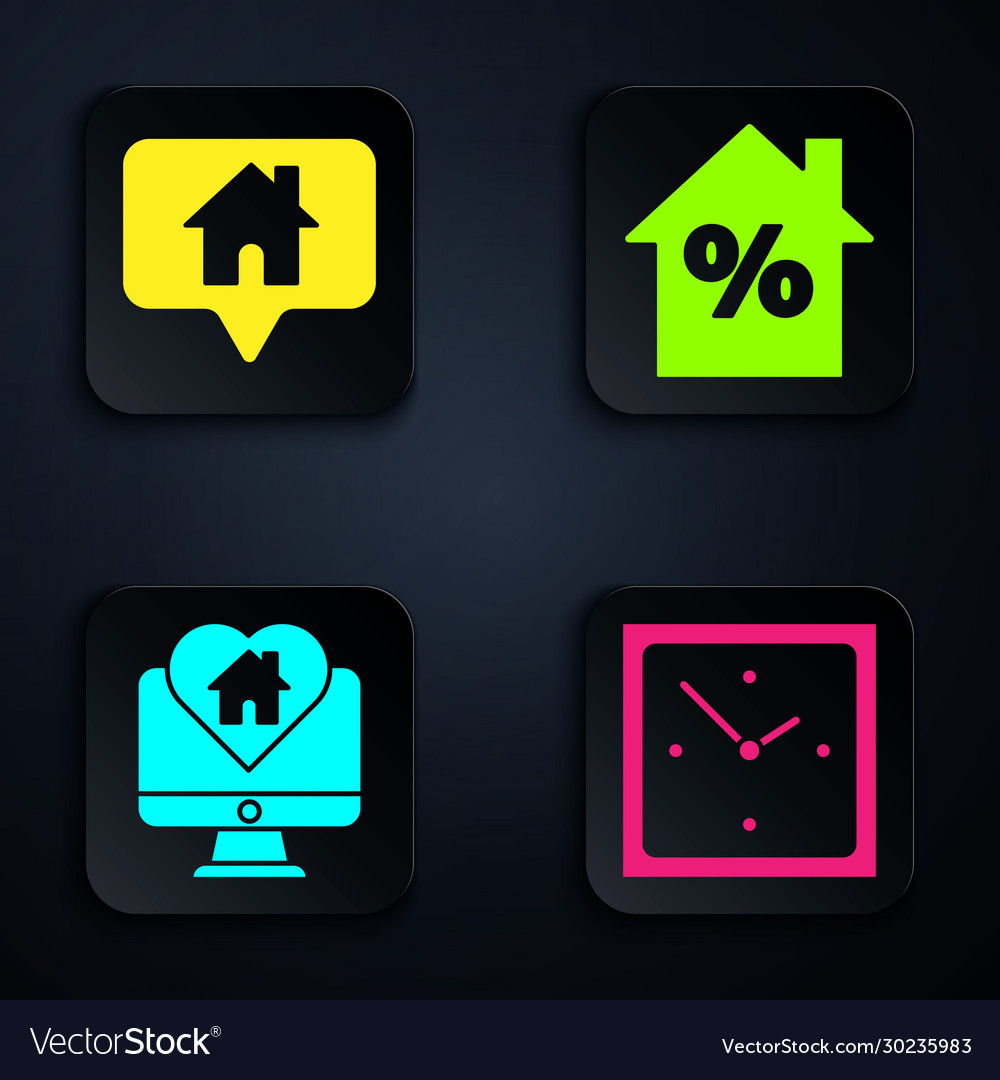 Set clock map pointer with house monitor vector image Set clock map pointer with house monitor