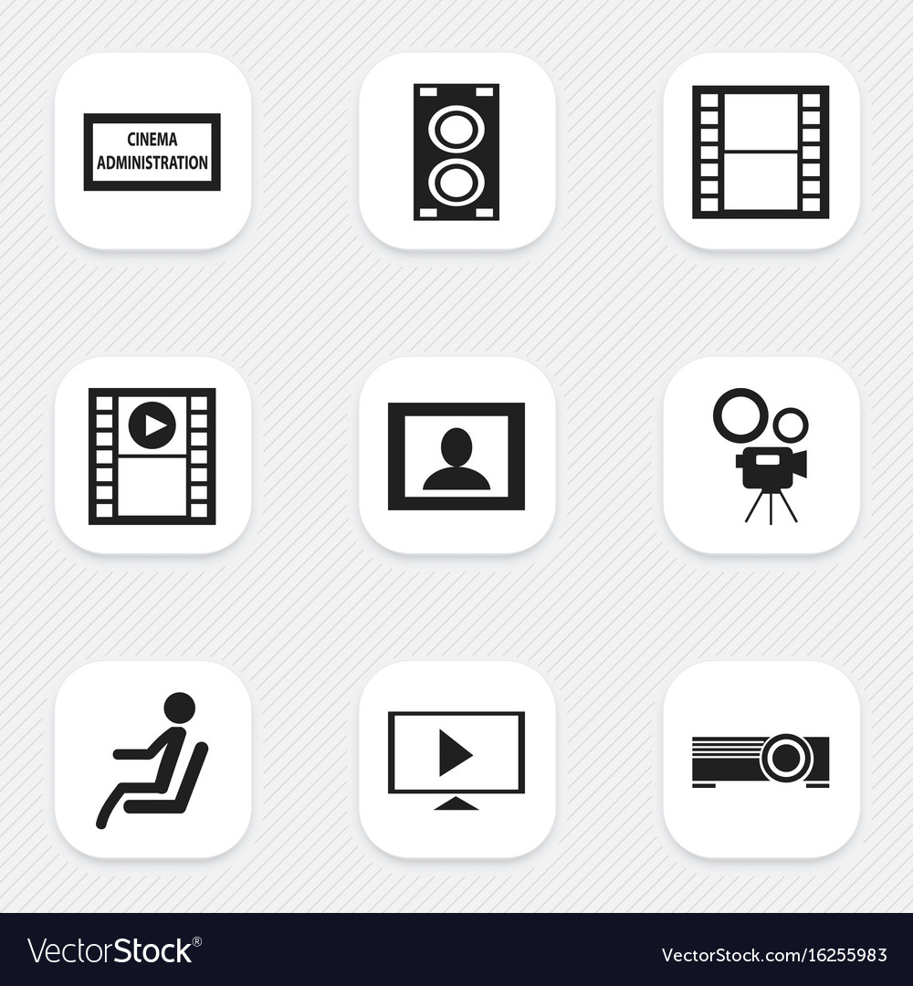 Set of 9 editable movie icons includes symbols