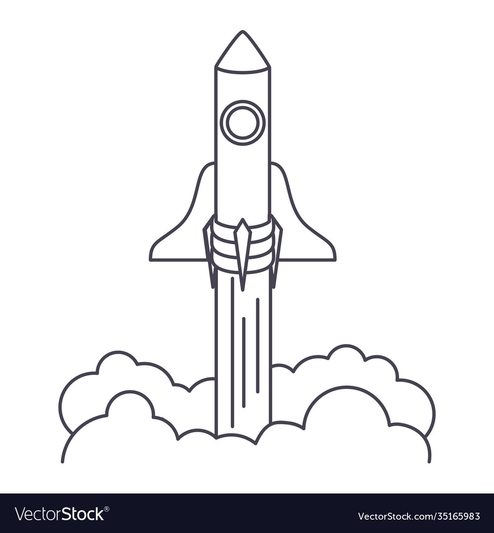 Spaceship launch icon in a white background