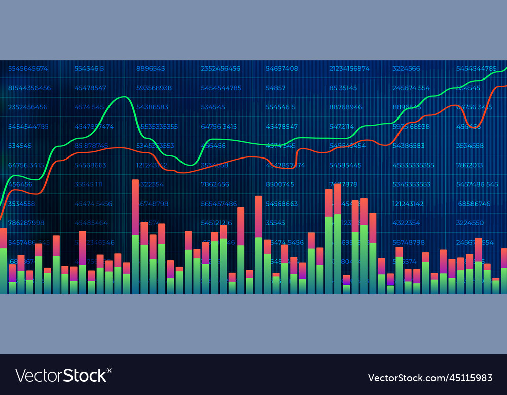 Stock or equity market graph with diagrams Vector Image