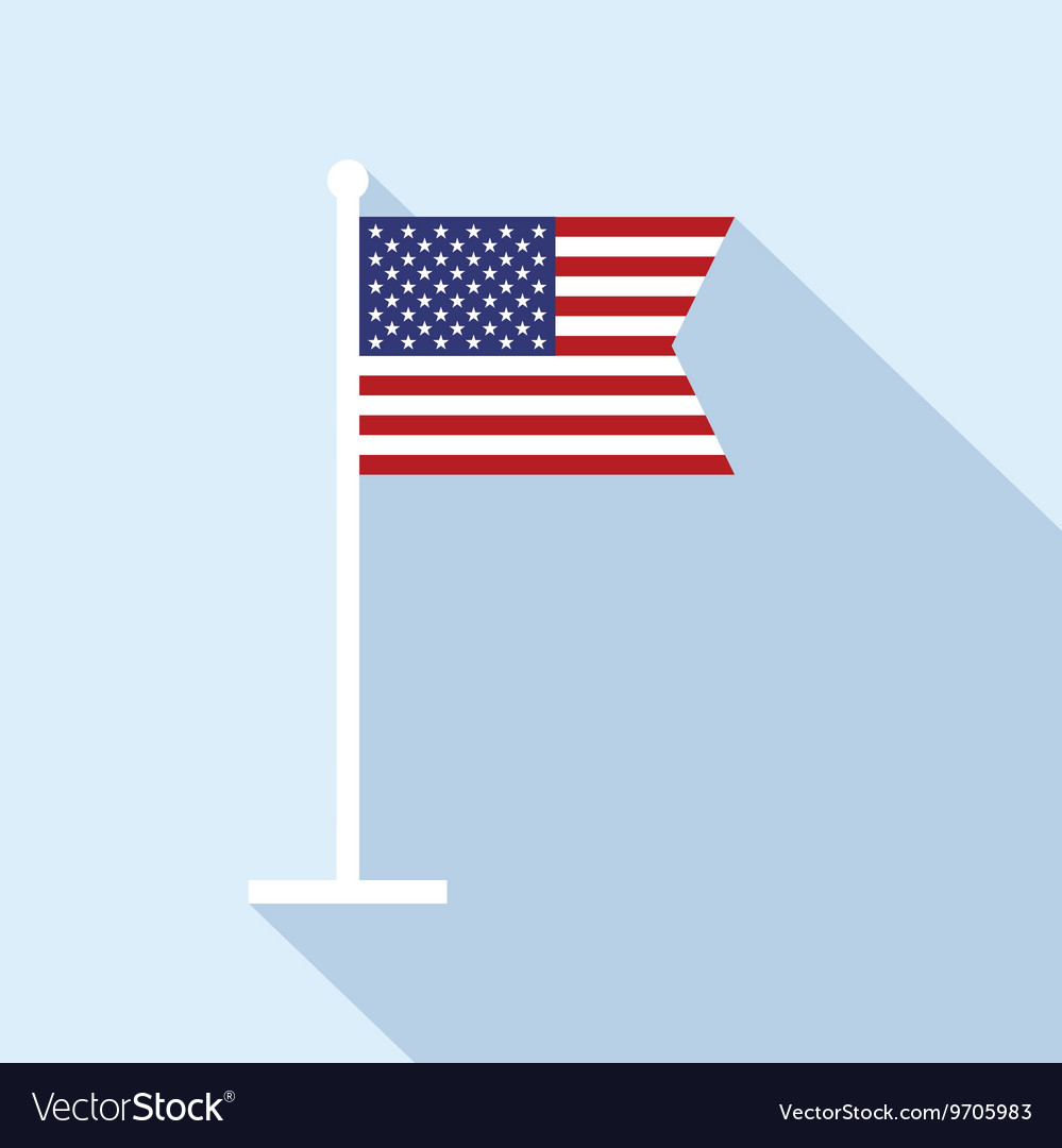 Usa Flag On Flagpole Flat Icon Royalty Free Vector Image