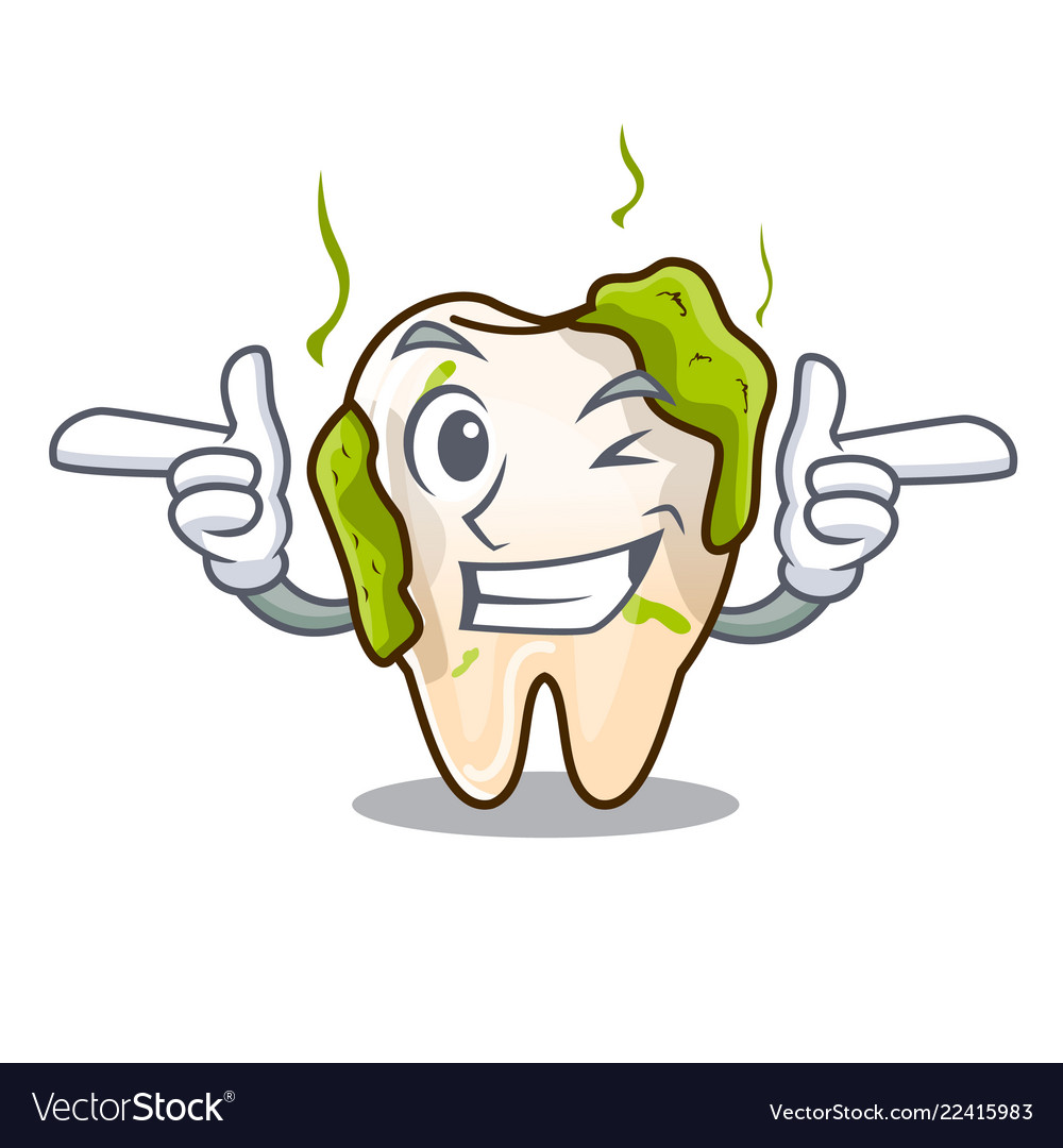 Wink cartoon unhealthy decayed teeth in mouth Vector Image