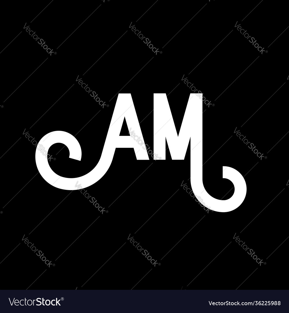 Am Brief Logo Design auf schwarzem Hintergrund vector image Am Brief Logo Design auf schwarzem Hintergrund