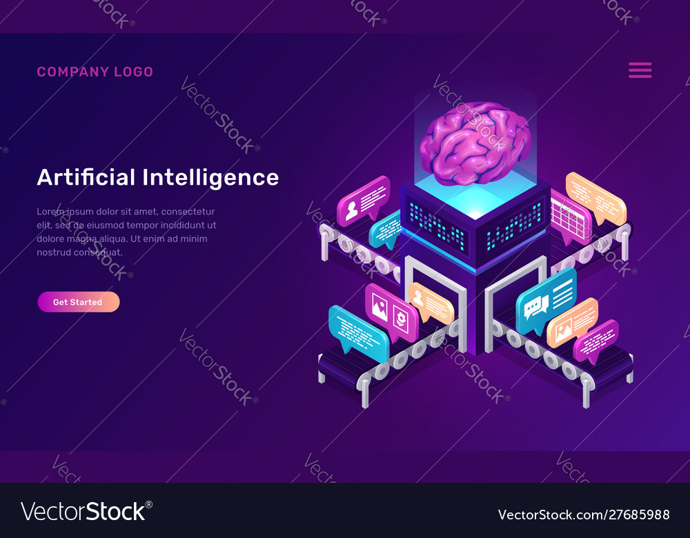 Artificial intelligence or ai isometric concept Vector Image
