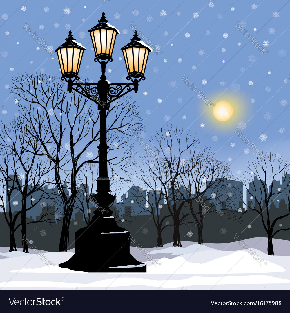 Download Christmas winter cityscape snow city park skyline Vector Image