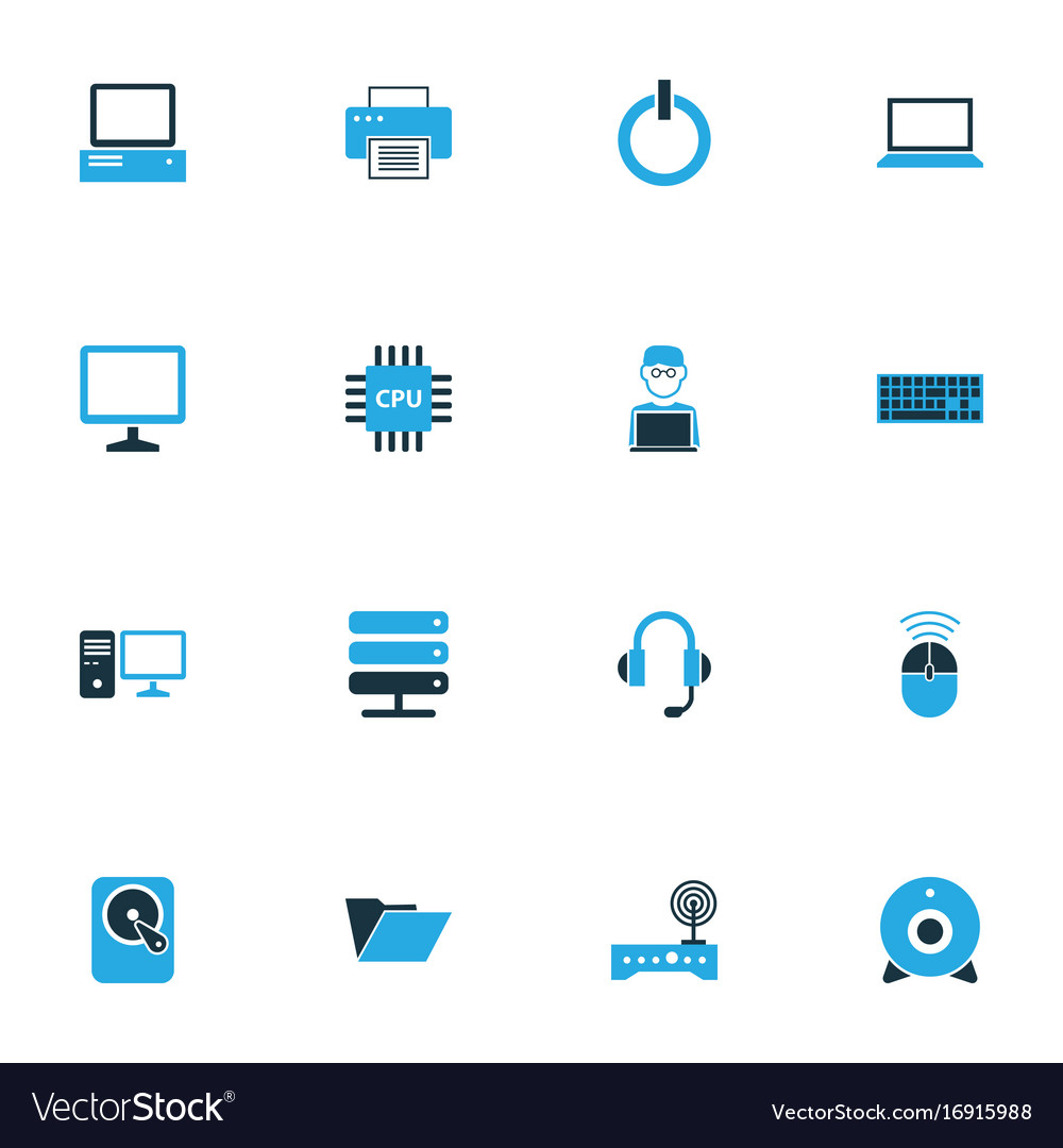 Computer colorful icons set collection of display