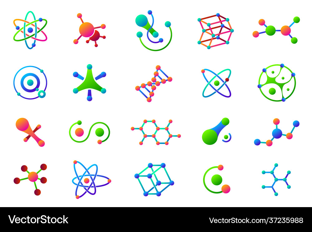 Connected molecules structure molecule logo Vector Image