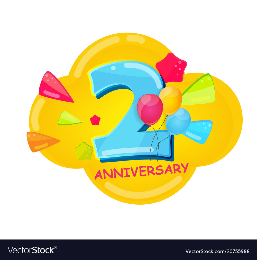 Cute Cartoon Template 2 Jahre Jubiläum