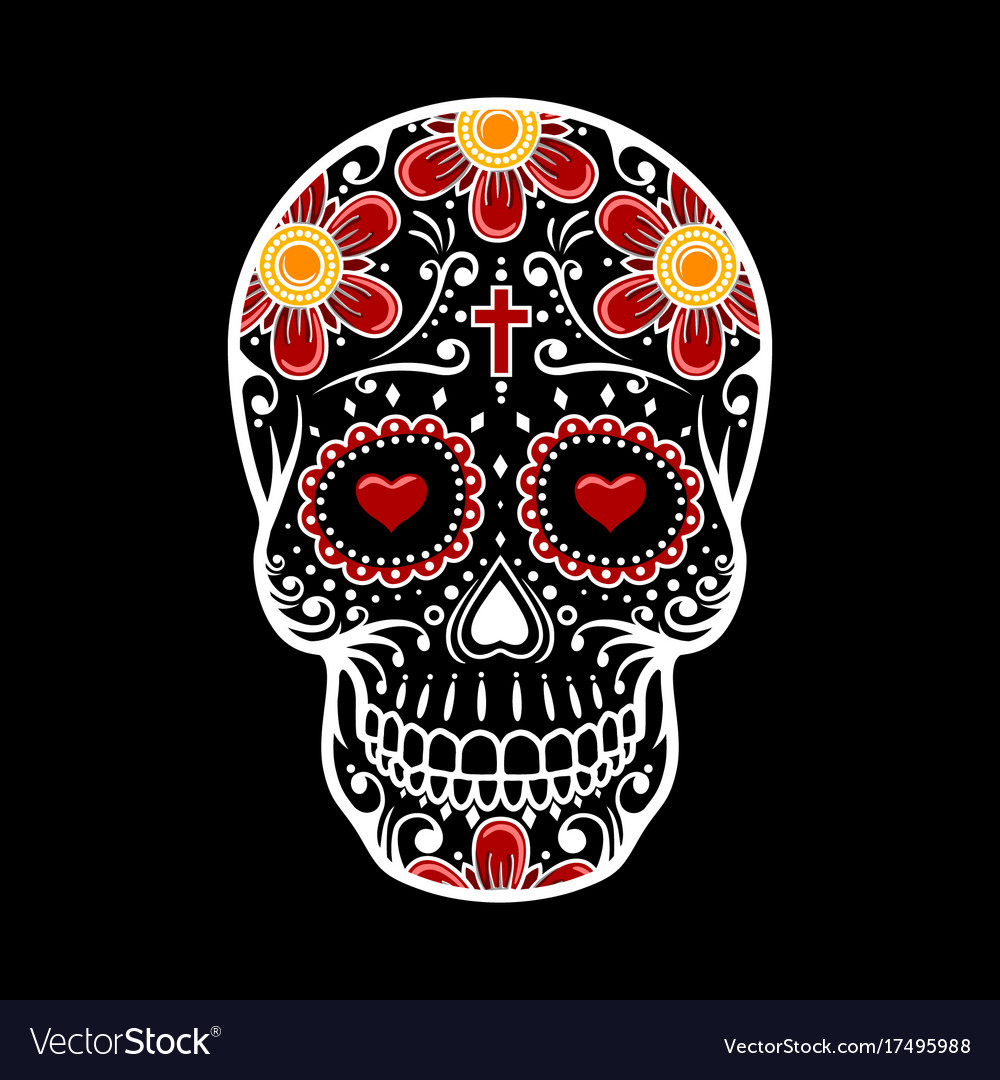 Day Of The Dead Skull Sugar Flower Royalty Free Vector Image 2295