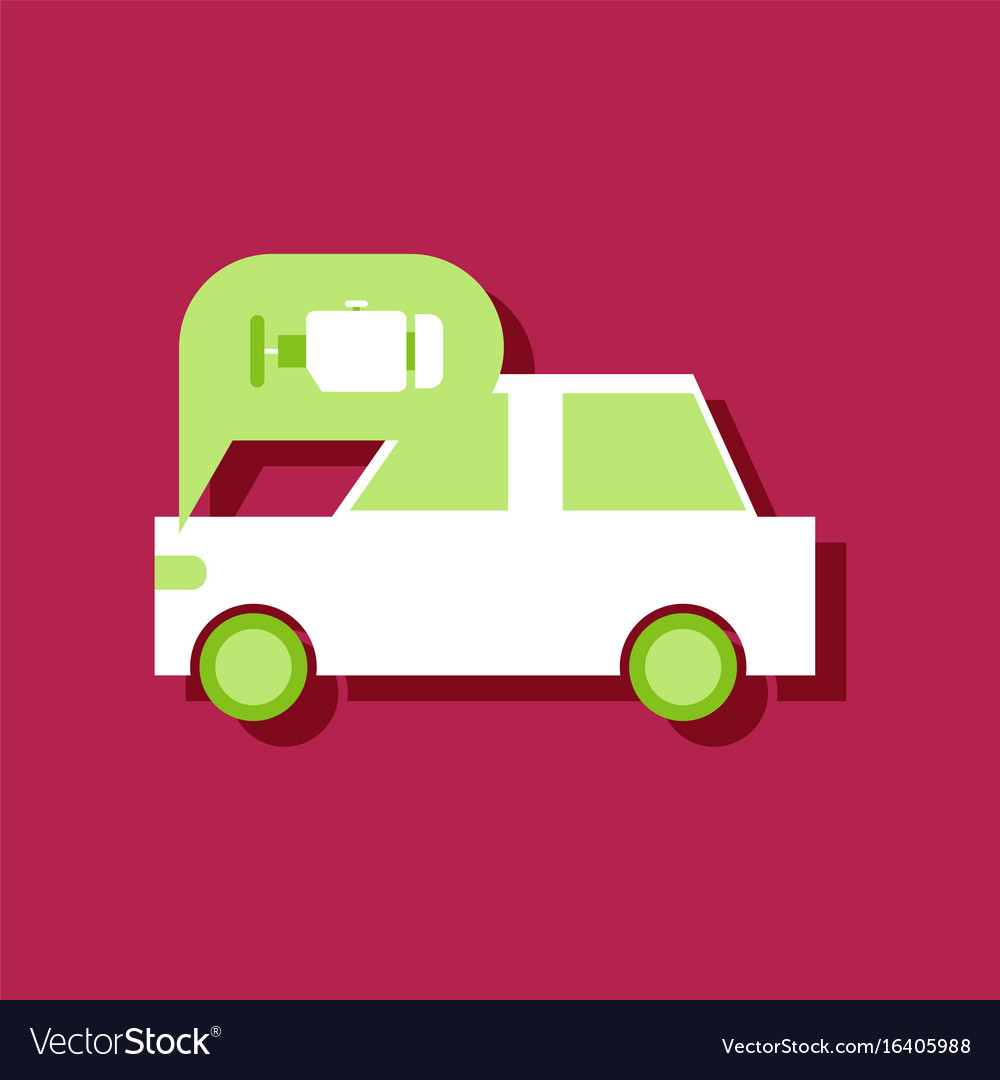 Flat icon design collection car and engine