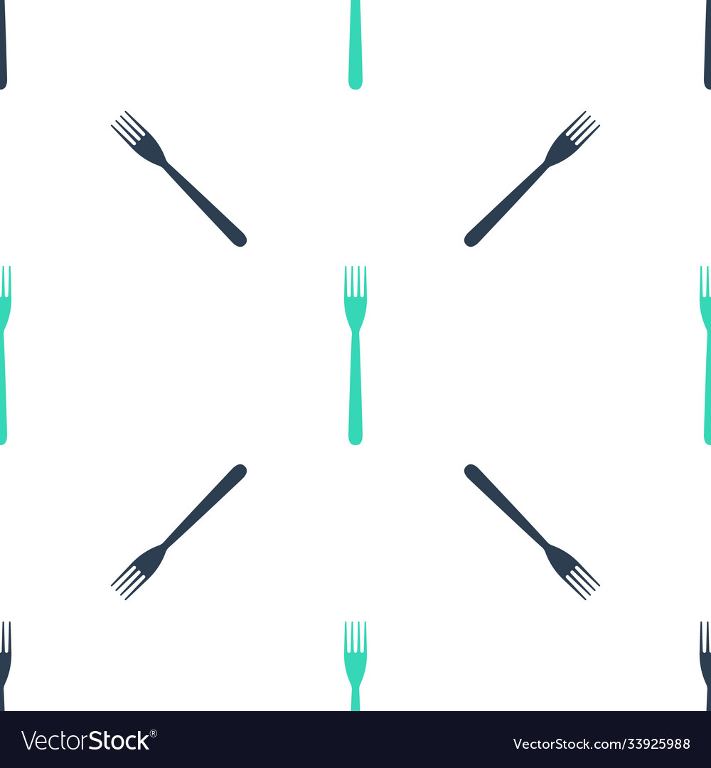 Green fork icon isolated seamless pattern on white