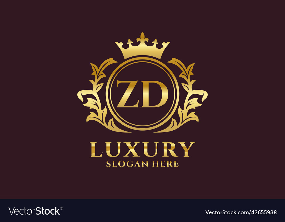 Initial zd letter royal luxury logo template Vector Image