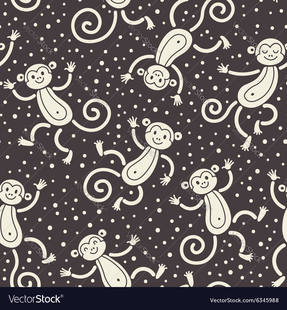 Seamless pattern with monkeys playing in snow