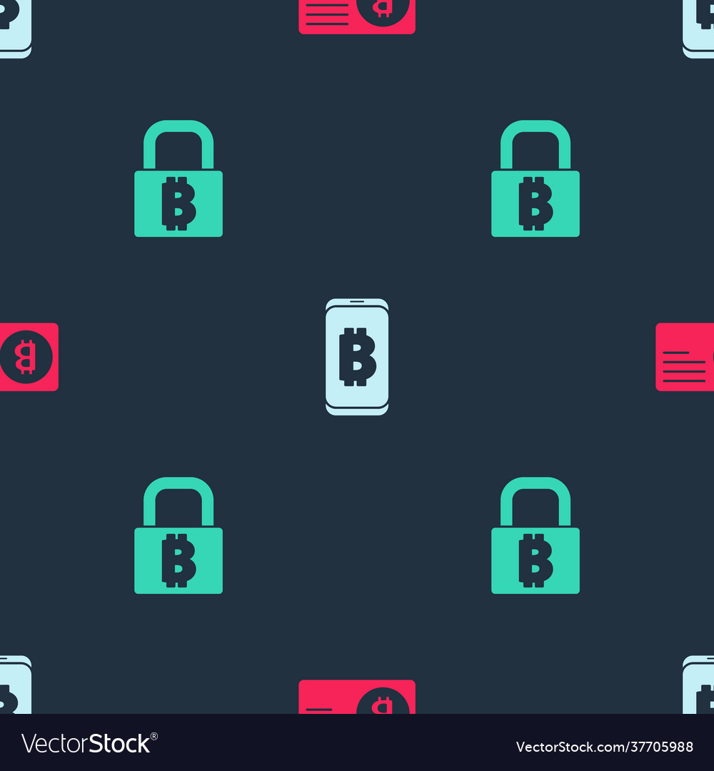 Set credit card with bitcoin mining from mobile vector image Set credit card with bitcoin mining from mobile