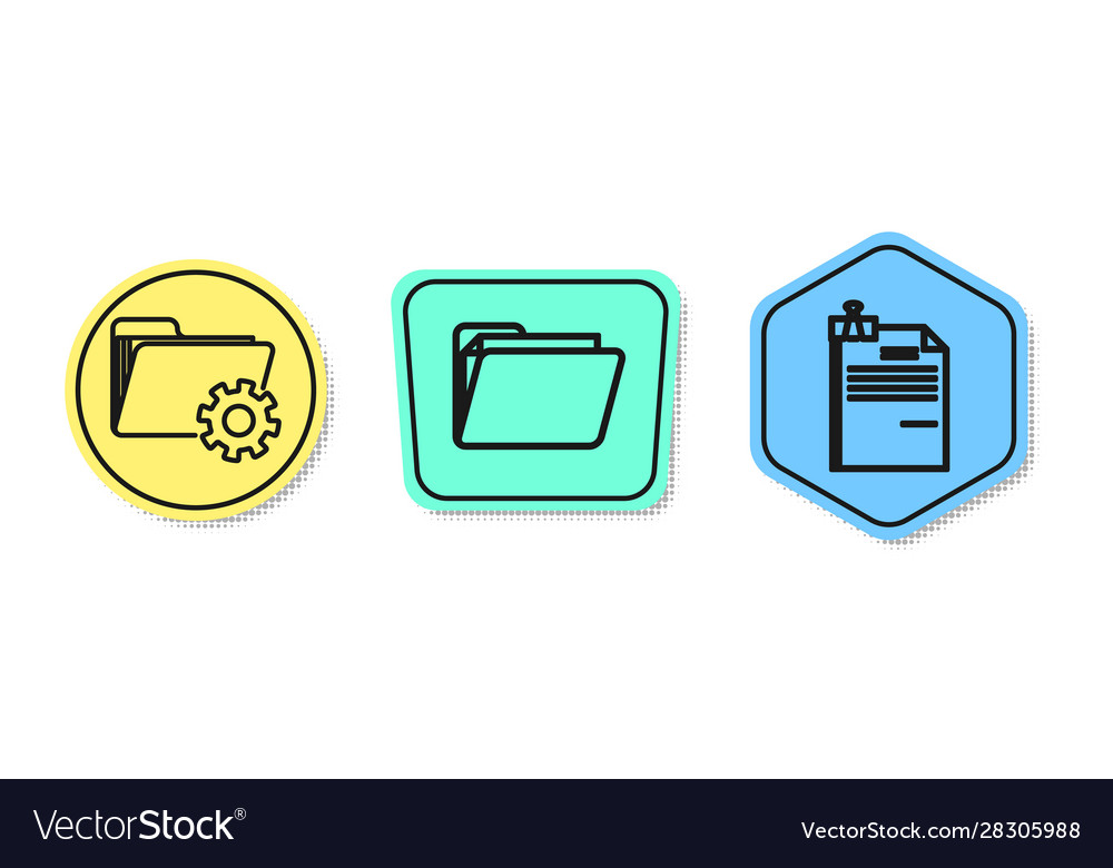 Set line folder settings with gears document vector image Set line folder settings with gears document