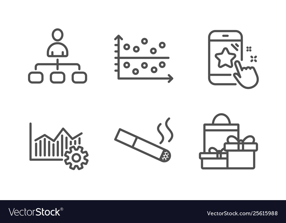 Smoking star rating and dot plot icons set vector image Smoking star rating and dot plot icons set