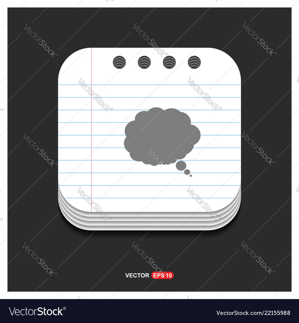 Speech bubble icon gray on notepad style
