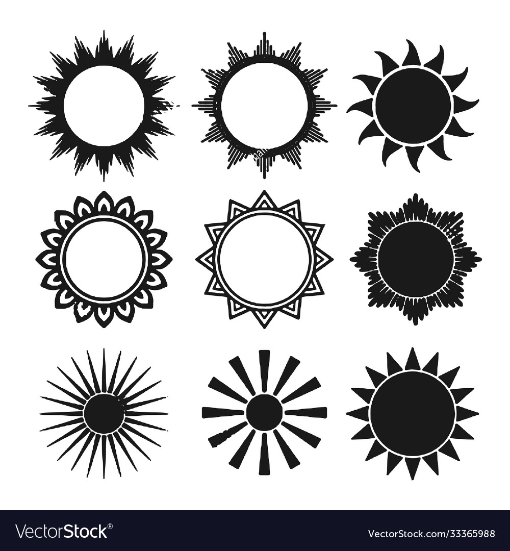 Sun shapes set isolated on white background vector image Sun shapes set isolated on white background