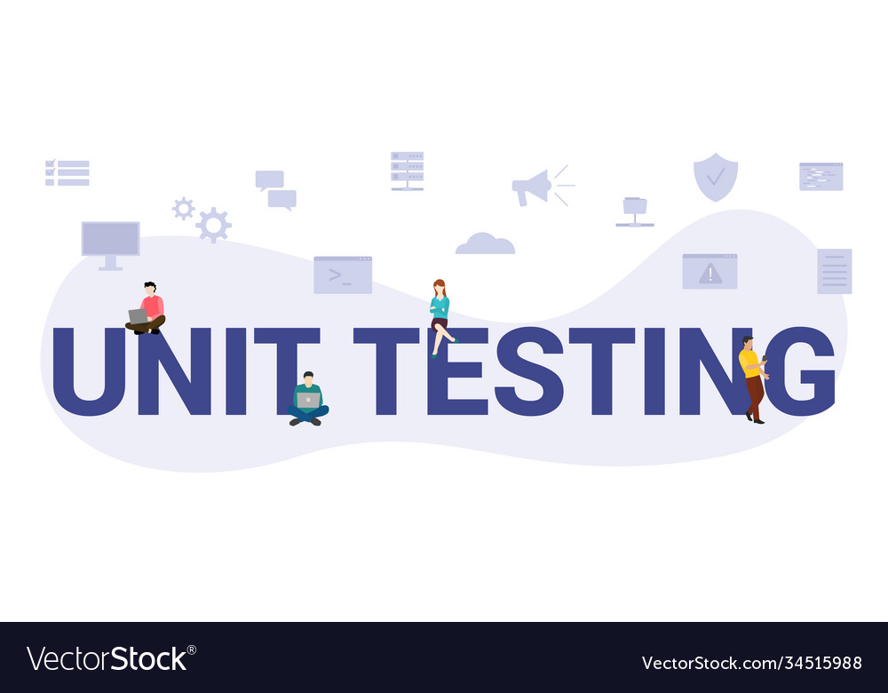 Unit testing concept with modern big text or word vector image Unit testing concept with modern big text or word