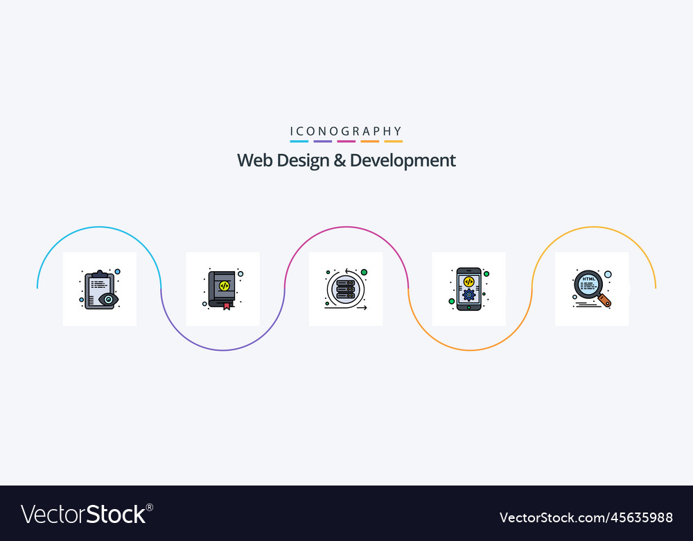 Web design and development line filled flat 5