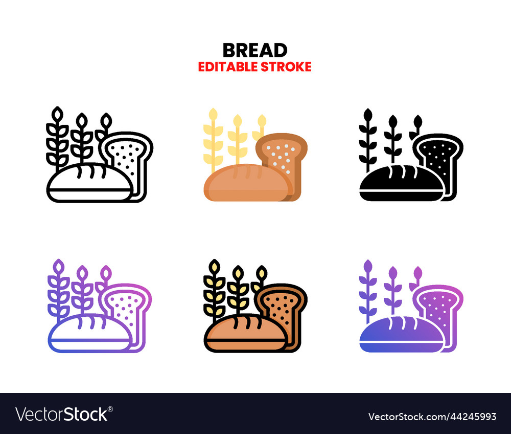 Bread icon set with different styles