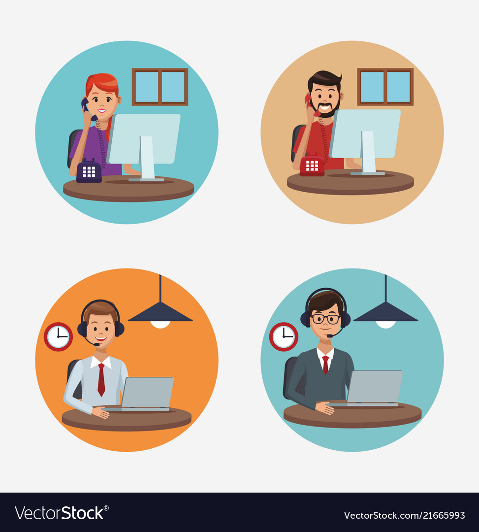 Call Center Cartoon Agents