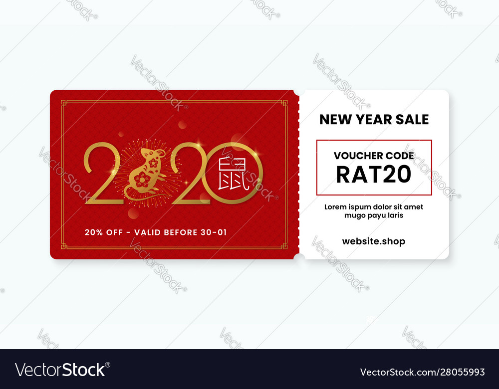 Chinese happy new year 2020 rat voucher vector image Chinese happy new year 2020 rat voucher