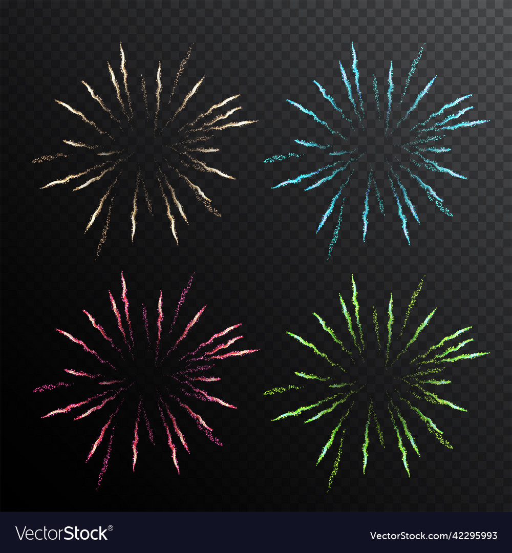 Different color firework burst set isolated