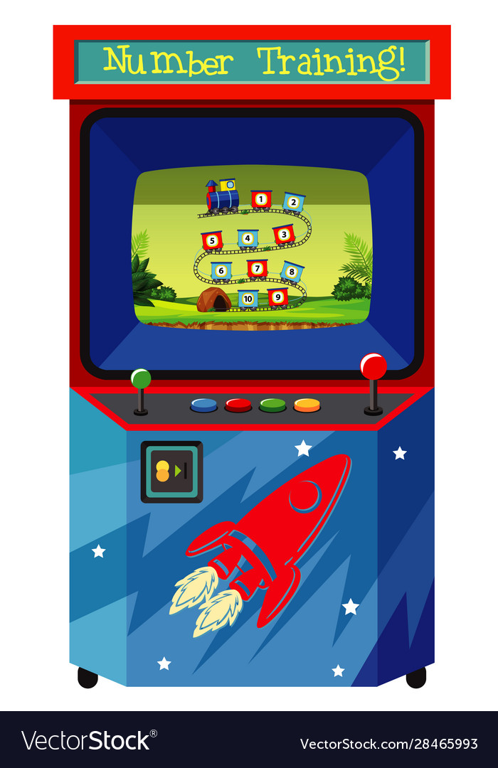 Game machine for counting numbers on isolated vector image Game machine for counting numbers on isolated