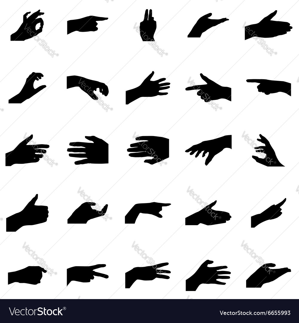 Hands silhouettes set Royalty Free Vector Image