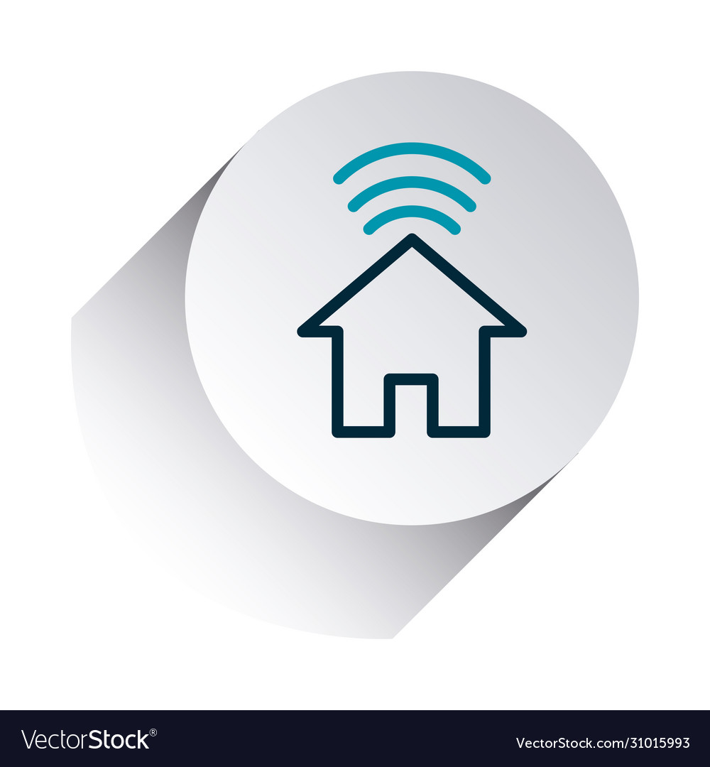 House with wifi symbol icon line gradient style
