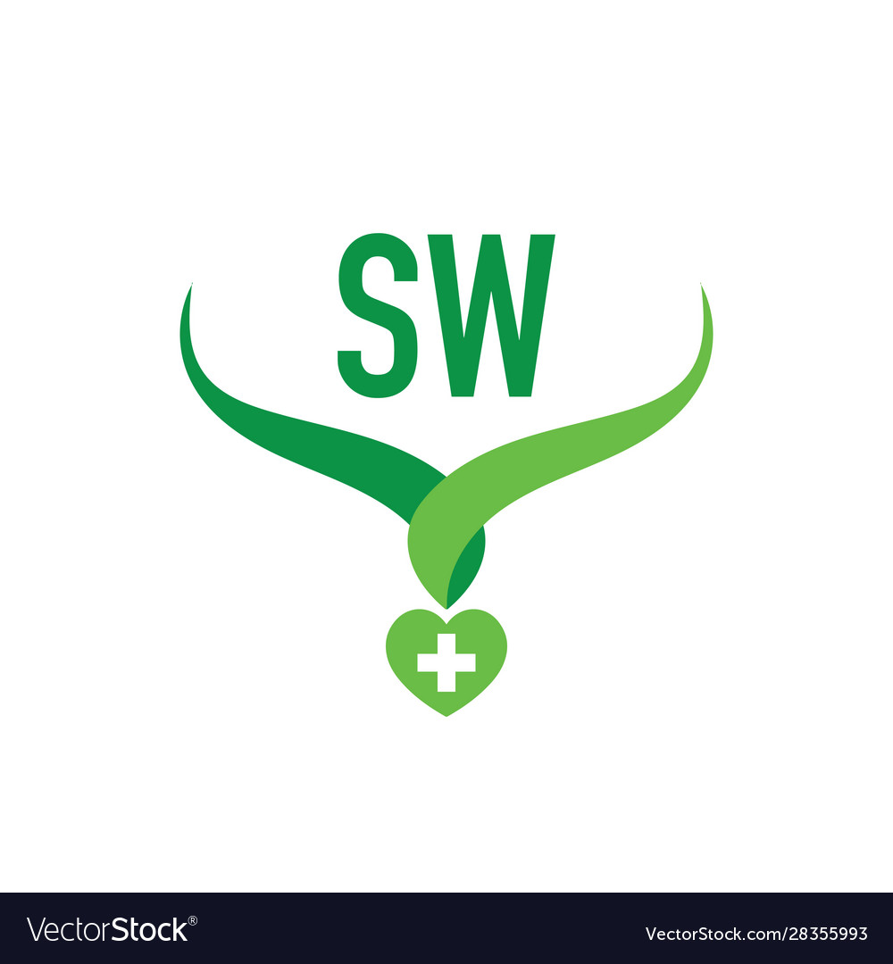 Initial letter sw creative health green logo