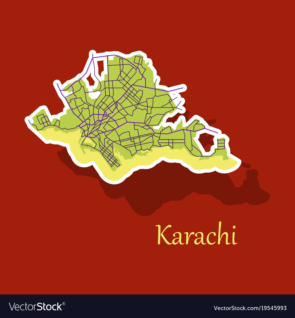 3d Map Of Karachi Karachi Pakistan Colorful Sticker Map Streets Vector Image