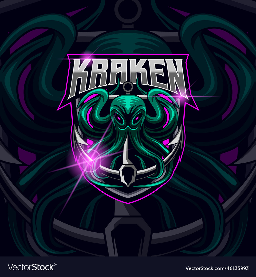 Kraken octopus mascot e-sport logo design template