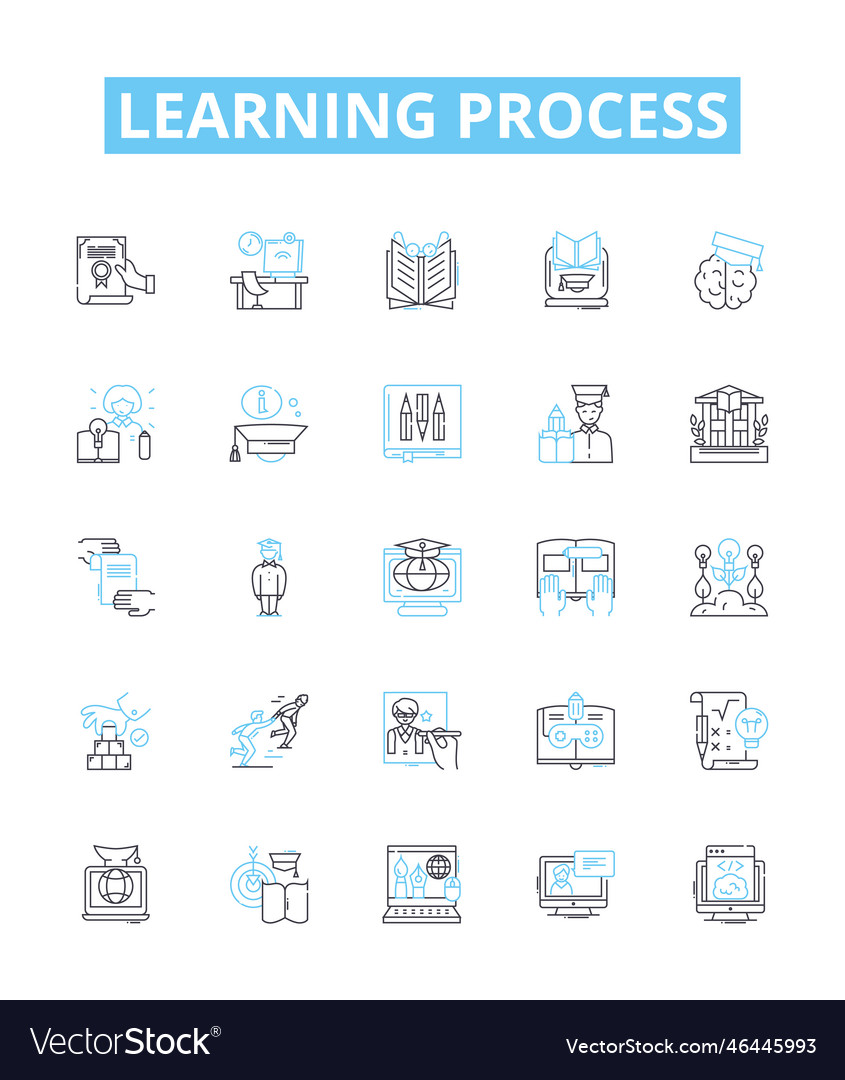 Learning process line icons set knowledge