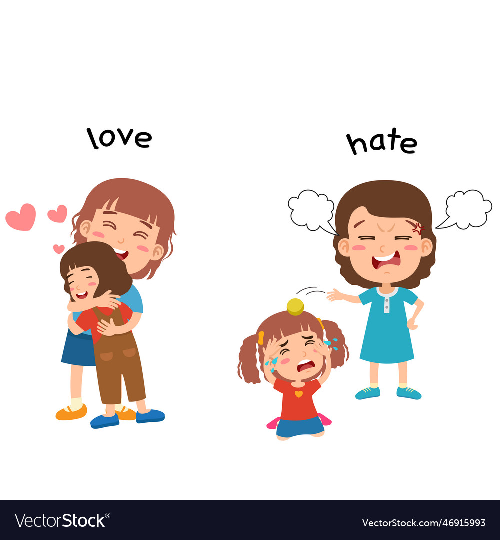 Opposite love and hate Royalty Free Vector Image