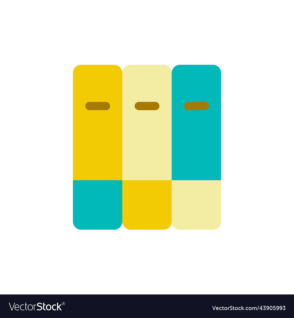 Organize bookshelf flat color ui icon vector image Organize bookshelf flat color ui icon