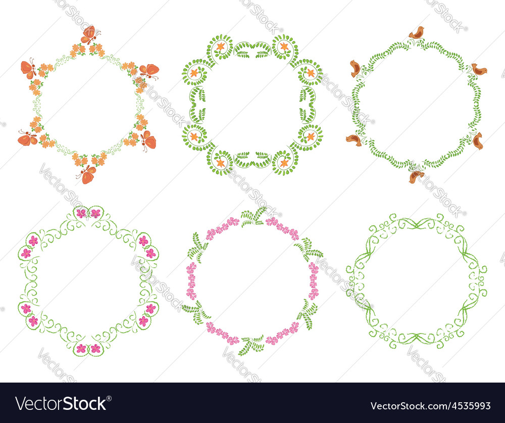 Round floral frames - set