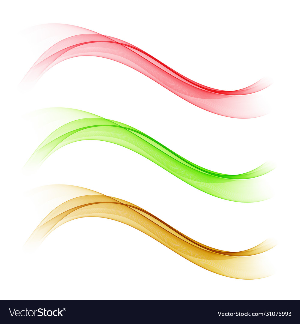Set horizontal colored waves design vector image Set horizontal colored waves design