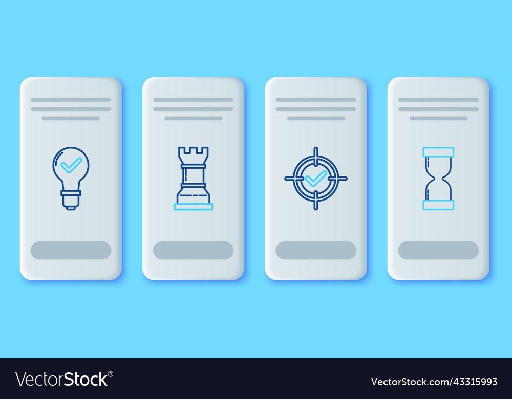 Set line business strategy target and check mark vector image Set line business strategy target and check mark