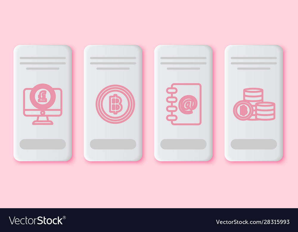 Set line computer monitor with pound sterling vector image Set line computer monitor with pound sterling