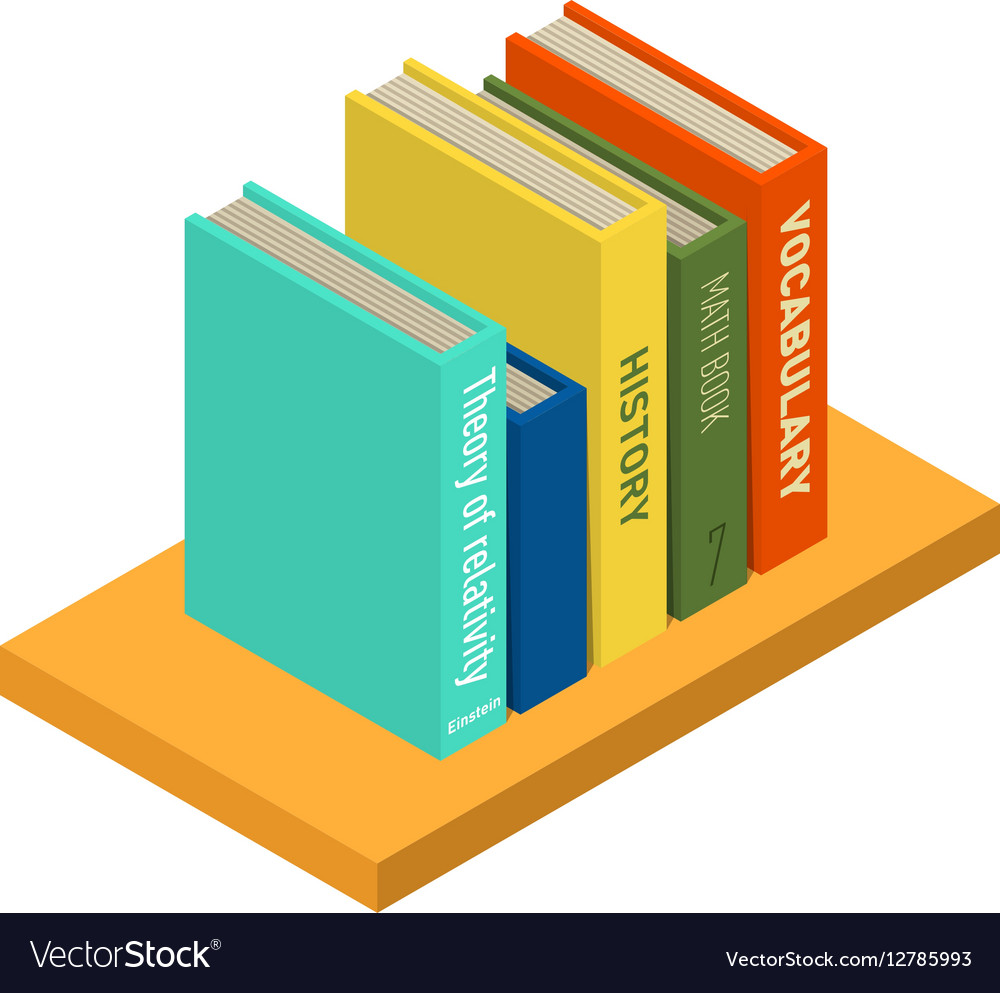 Set of books and tutorials isometric flat