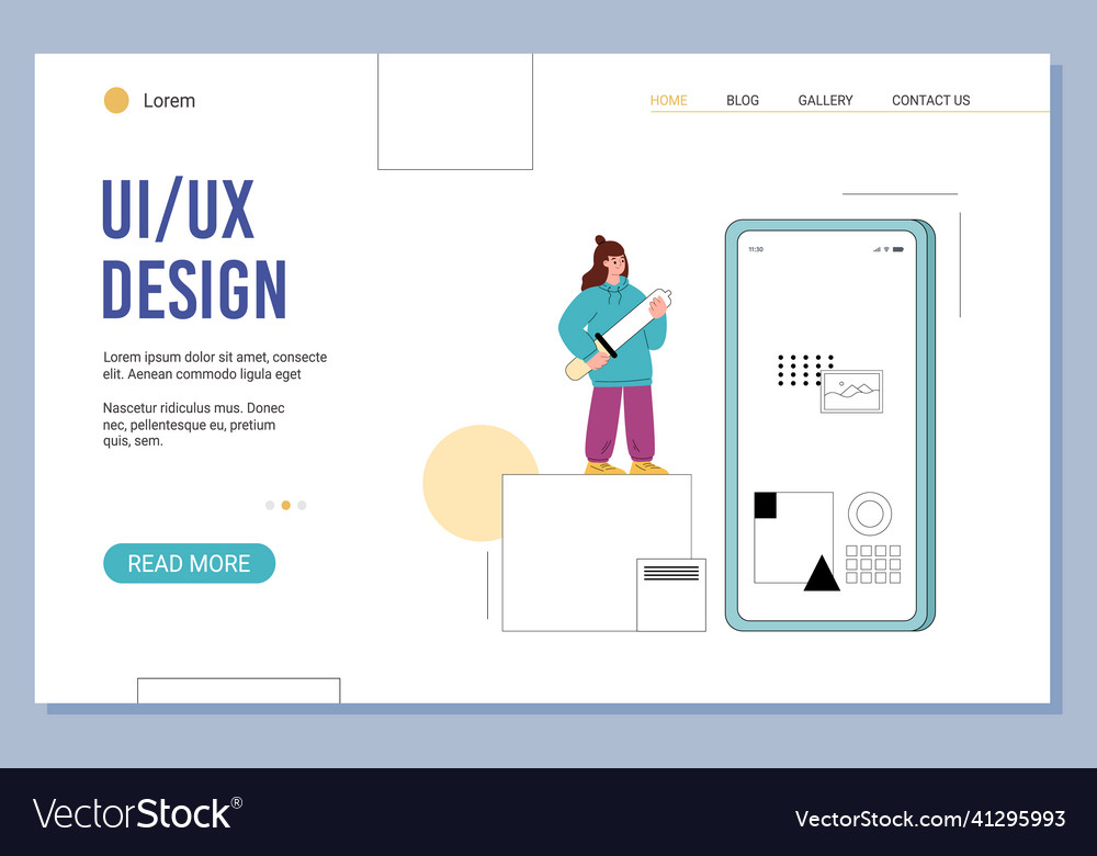 Ui ux design landing page template female Vector Image