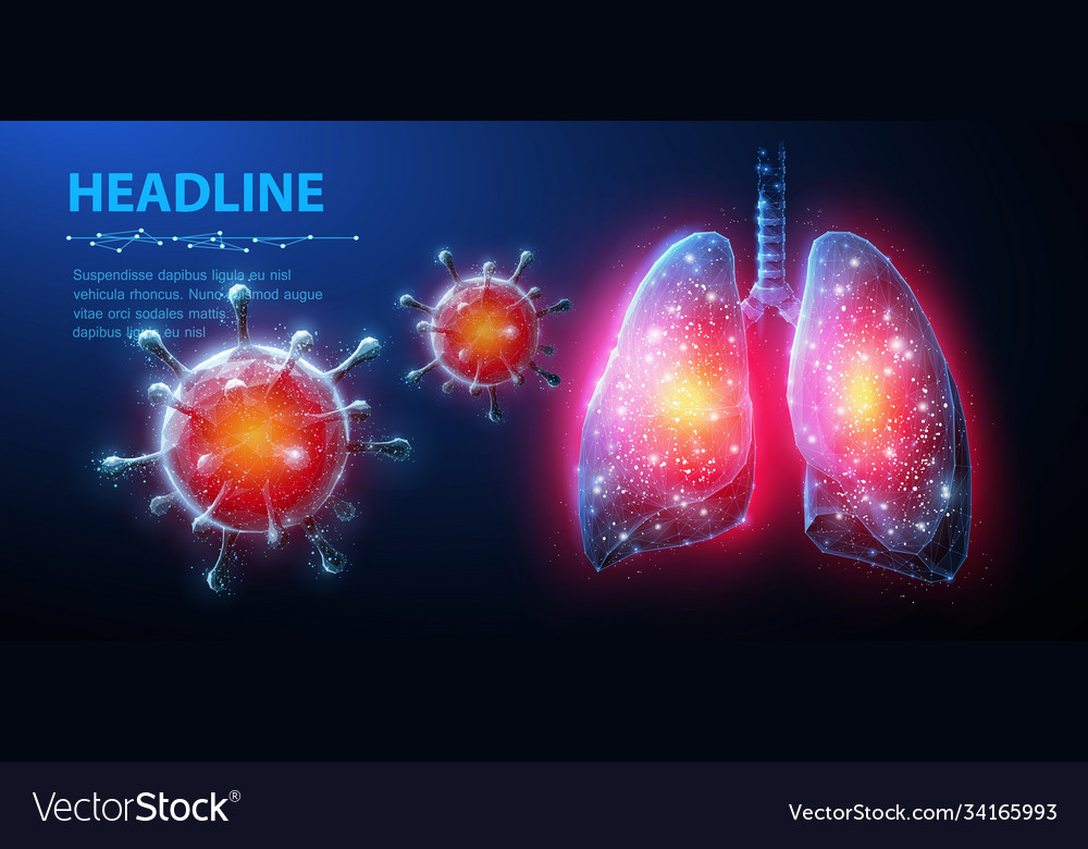 Virus in lung abstract 3d corona microbe Vector Image