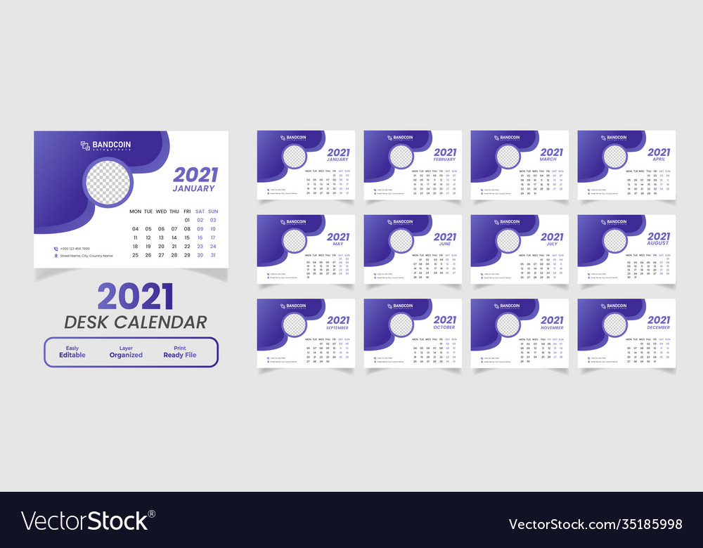 2021 desk calendar design in file