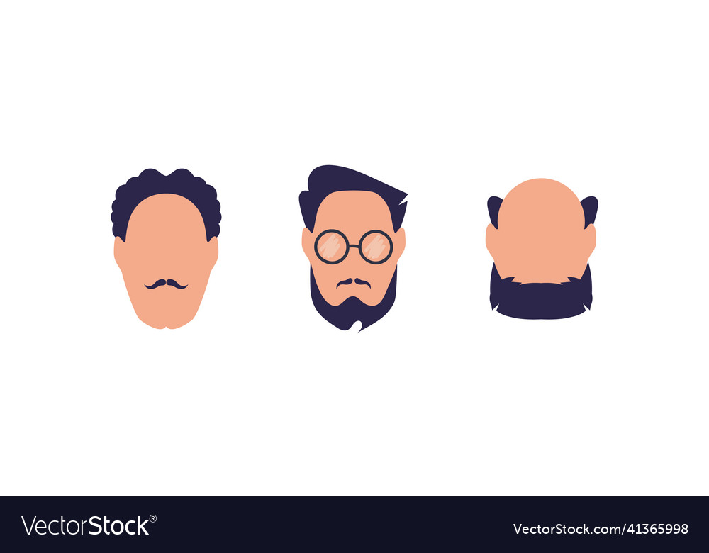 A set of three faces guys different types