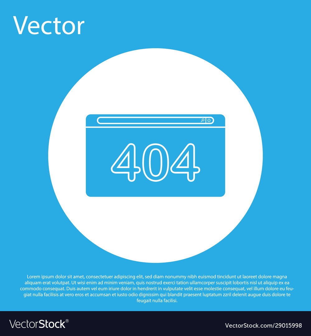 Blue page with a 404 error icon isolated on vector image Blue page with a 404 error icon isolated on