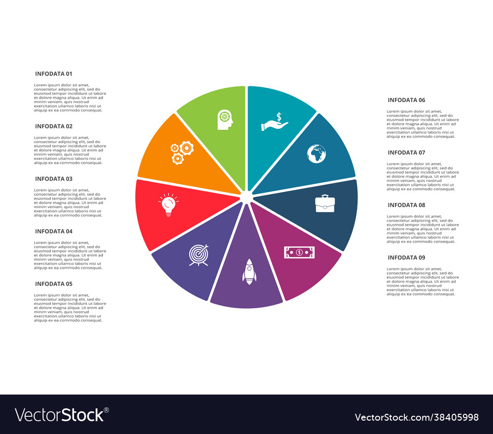 Circle elements graph diagram with 9 steps Vector Image Circle elements graph diagram with 9 steps